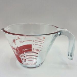 Vintage PYREX 1 Cup Liquid Measuring Cup/Red Reverse Read Inside/Made in USA